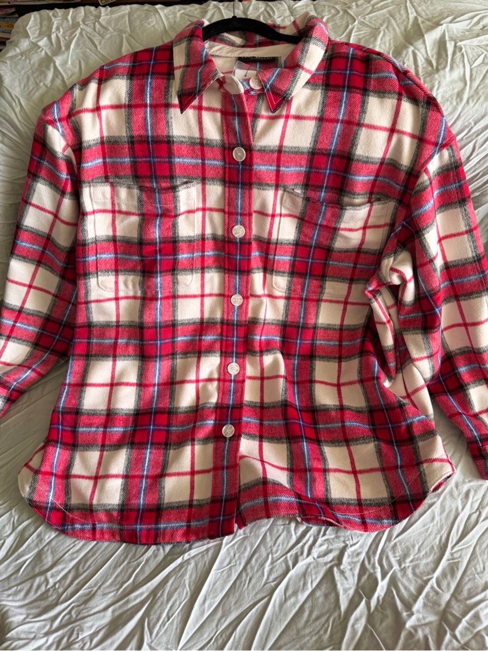 Lane Bryant Red & White Plaid Utility Jacket